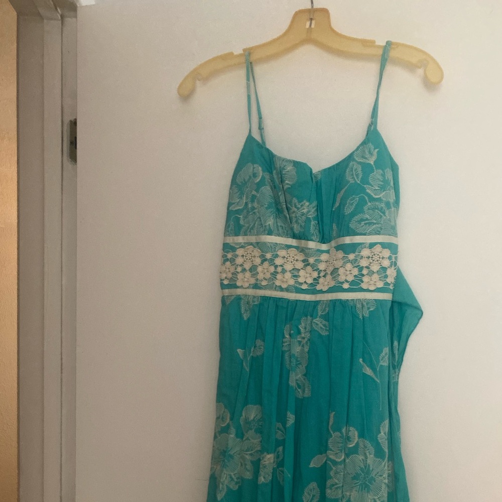 B Darlin Turquoise Cream Lace Dress with Spaghetti Straps